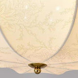 Bedroom Elegant White Fabric Flush Mount Ceiling Light Image - 10