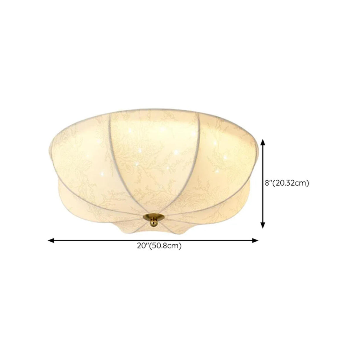 Bedroom Elegant White Fabric Flush Mount Ceiling Light Image - 13