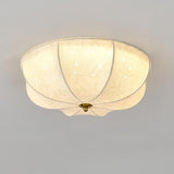 Bedroom Elegant White Fabric Flush Mount Ceiling Light Image - 3