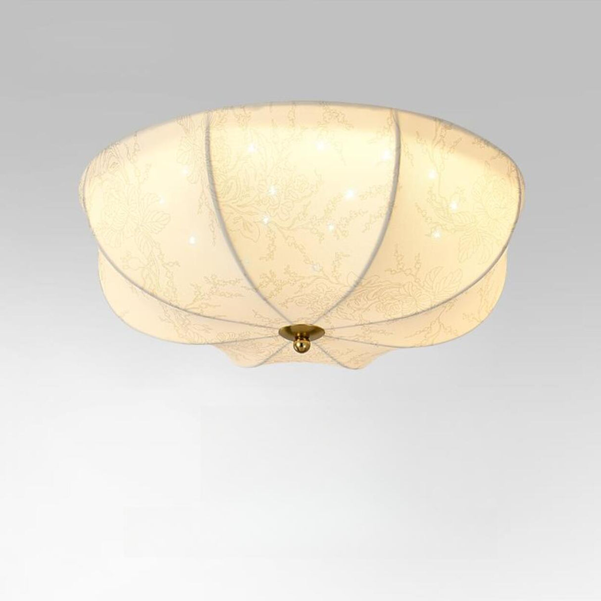 Bedroom Elegant White Fabric Flush Mount Ceiling Light Image - 7