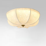 Bedroom Elegant White Fabric Flush Mount Ceiling Light Image - 7