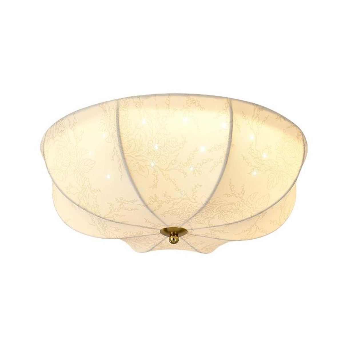 Bedroom Elegant White Fabric Flush Mount Ceiling Light Image - 8