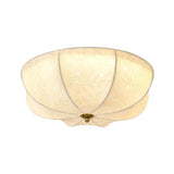 Bedroom Elegant White Fabric Flush Mount Ceiling Light Image - 8