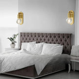 Bedroom Exposed Bulb Gold Geometric Wall Sconce Image - 1