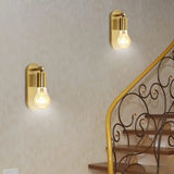 Bedroom Exposed Bulb Gold Geometric Wall Sconce Image - 3