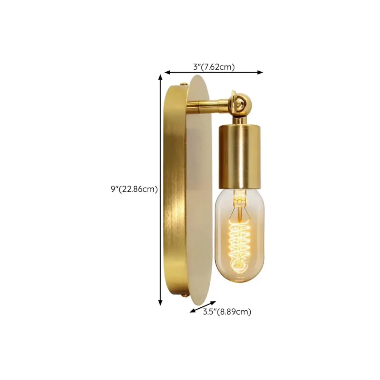 Bedroom Exposed Bulb Gold Geometric Wall Sconce 