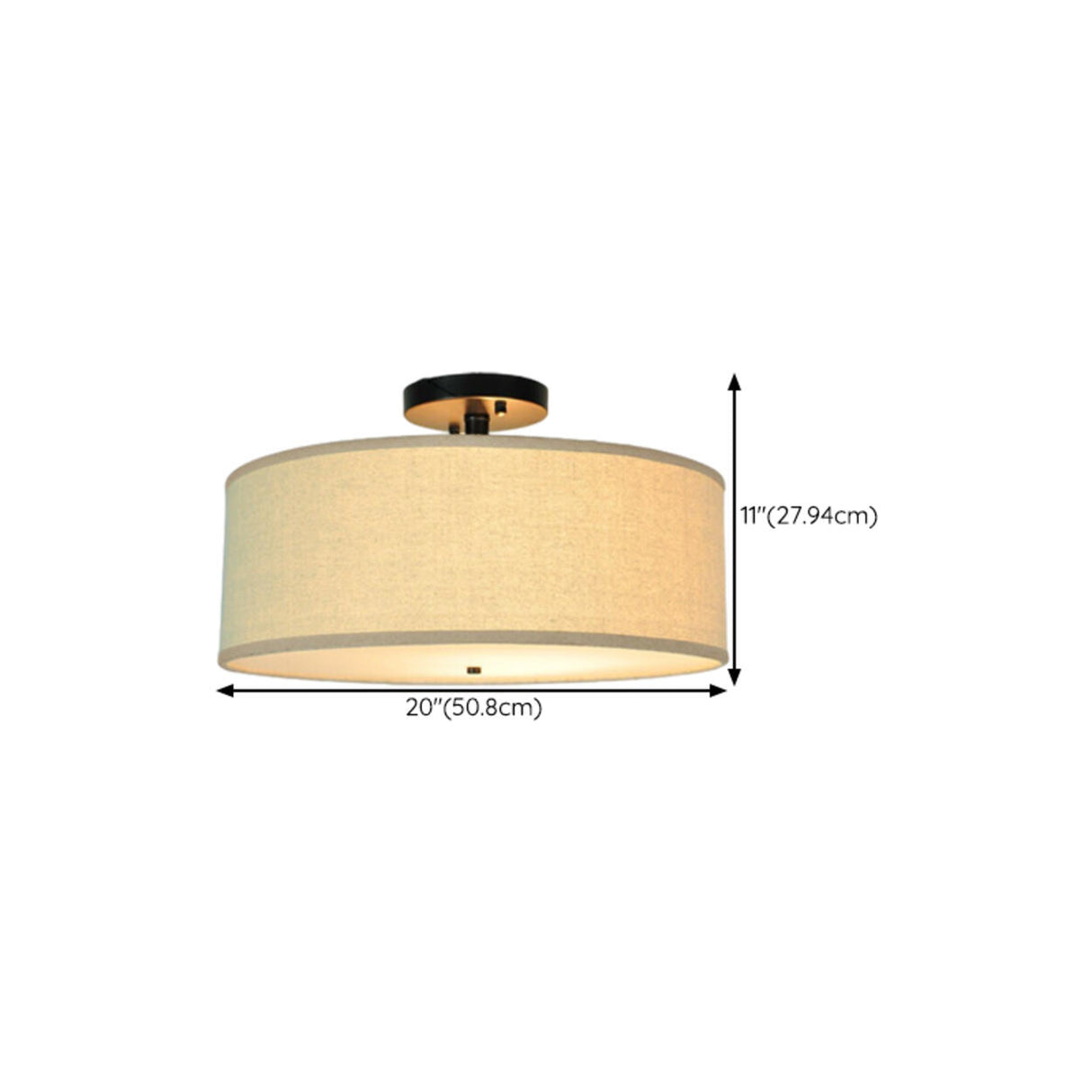 Bedroom Fabric Drum LED Semi-Flush Mount Ceiling Light Image - 10