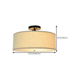 Bedroom Fabric Drum LED Semi-Flush Mount Ceiling Light Image - 11