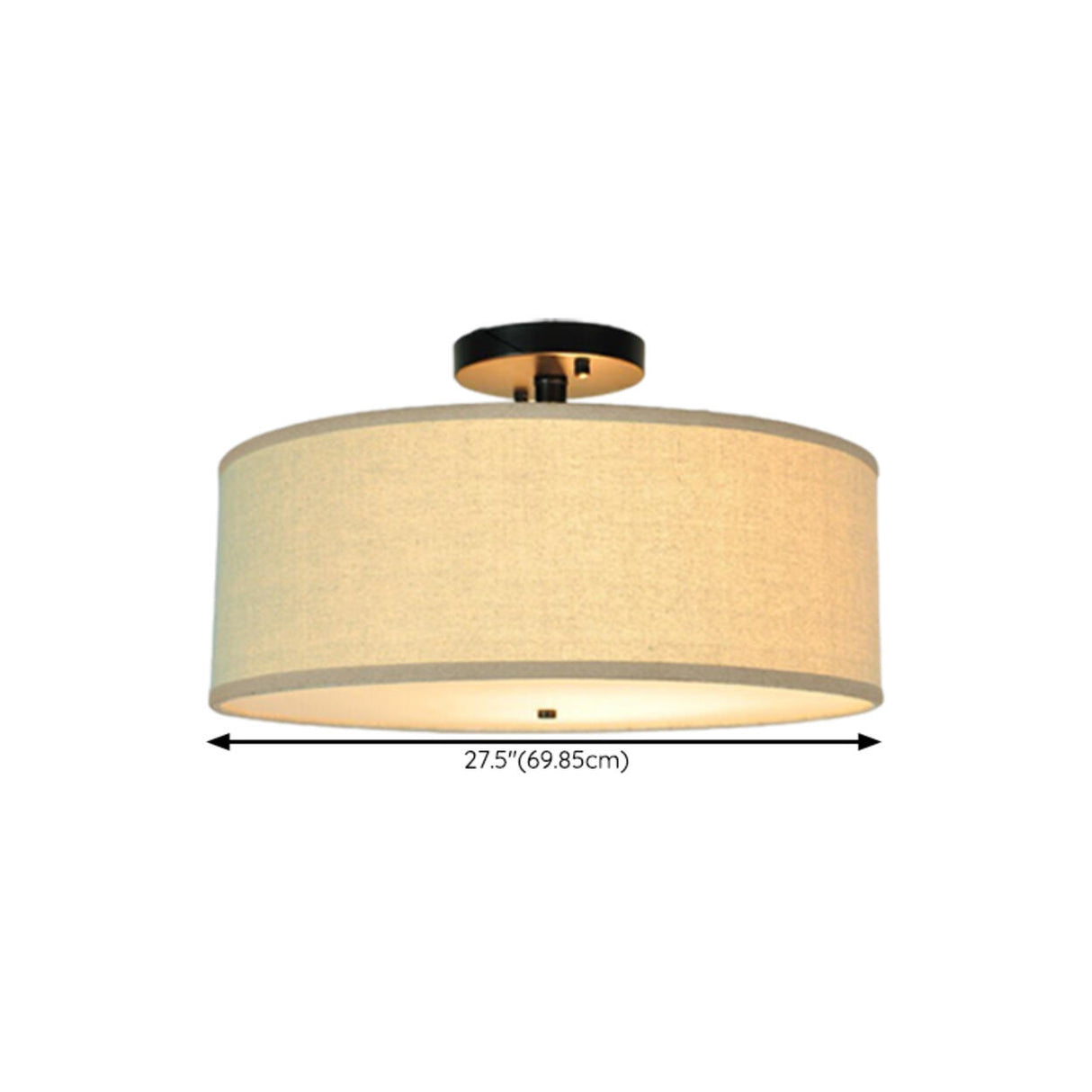 Bedroom Fabric Drum LED Semi-Flush Mount Ceiling Light Image - 12