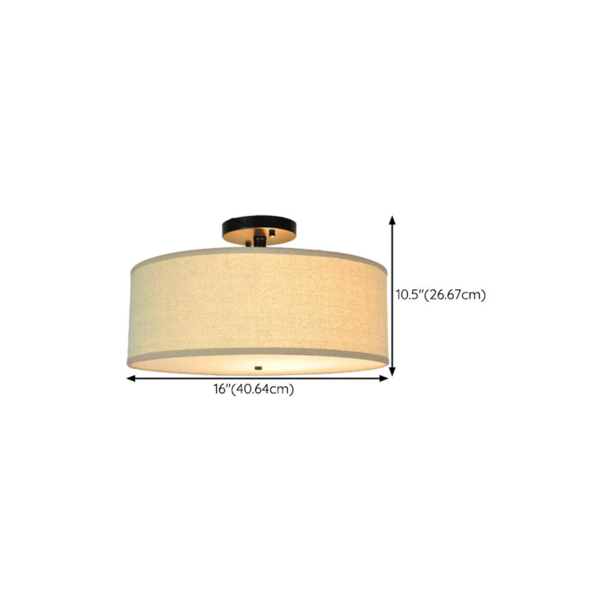 Bedroom Fabric Drum LED Semi-Flush Mount Ceiling Light 