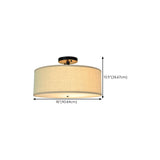 Bedroom Fabric Drum LED Semi-Flush Mount Ceiling Light #size