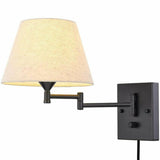 Bedroom Fabric Shade Black Swing Arm Wall Sconce Image - 7