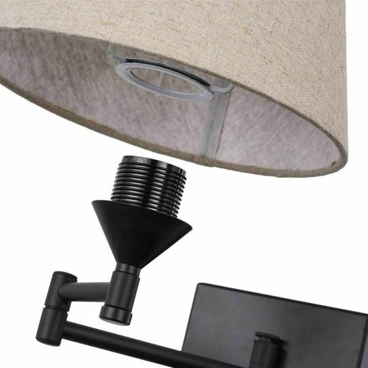 Bedroom Fabric Shade Black Swing Arm Wall Sconce Image - 8