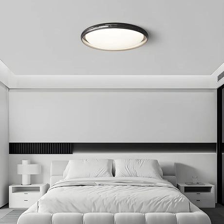 Bedroom Fashion Black Round Flush Mount Ceiling Light Image - 2