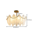 Bedroom Feather Glass Gold Semi-Flush Mount Fixture #size