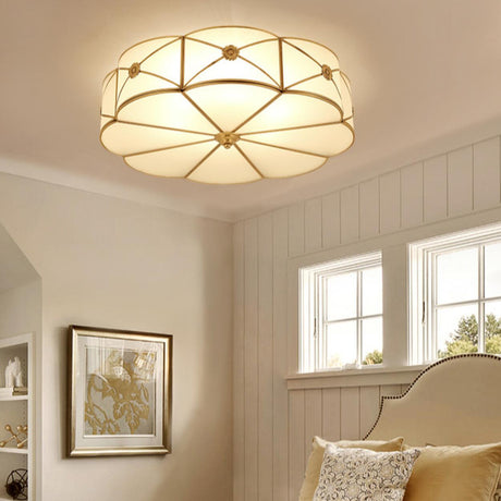 Bedroom Floral Circle Metal Flush Mount Ceiling Light Image - 1