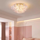 Bedroom Floral Clear Glass Flush Mount Ceiling Light Image - 2