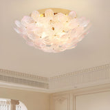 Bedroom Floral Clear Glass Flush Mount Ceiling Light Image - 6