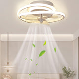 Bedroom Flush Mount White Ring LED Ceiling Fan Light Image - 12