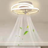 Bedroom Flush Mount White Ring LED Ceiling Fan Light Image - 4