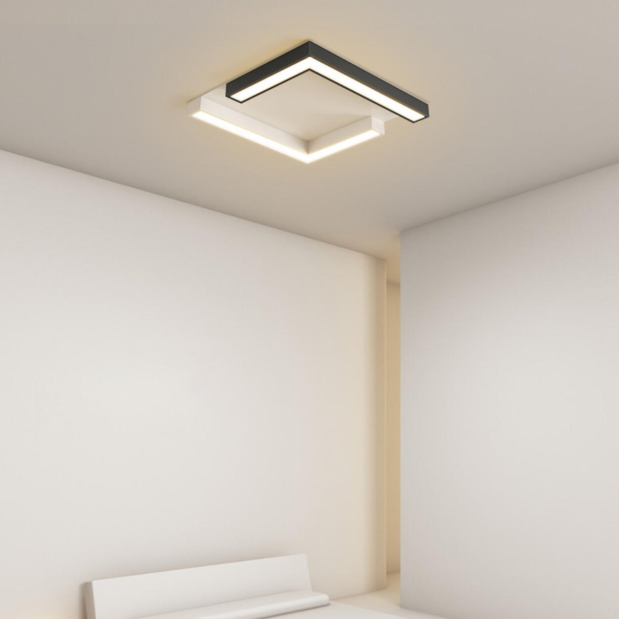 Bedroom Geometric Grey LED Flush Mount Ceiling Light Image - 3