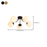 Bedroom Glass Globe Gold Semi-Flush Mount Light 5-Light #size