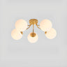 Bedroom Glass Globe Gold Semi-Flush Mount Light 5-Light Image - 7