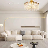 Bedroom Glass Leaf Gold Semi-Flush Mount Ceiling Light Image - 4