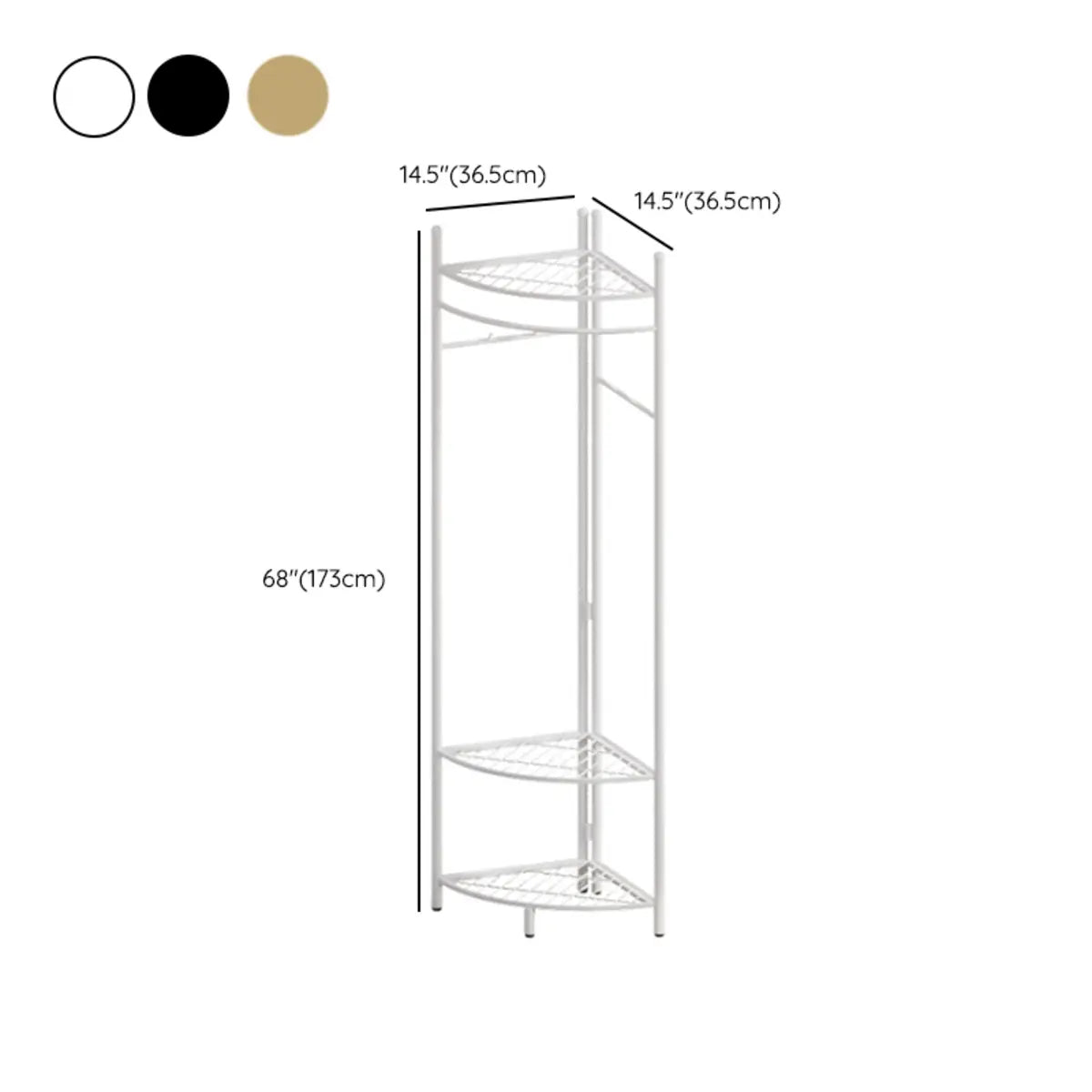 Bedroom Gold Alloy Compact Hooks Coat Rack with Shelves 