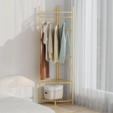 Bedroom Gold Alloy Compact Hooks Coat Rack with Shelves Image - 4