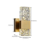 Bedroom Gold Base Clear Crystal Geometric Wall Lamp #size