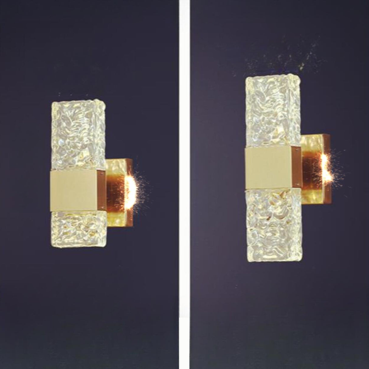 Bedroom Gold Base Clear Crystal Geometric Wall Lamp Image - 8