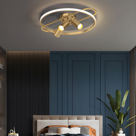 Bedroom Gold Circle Metal Flush Mount Ceiling Light Image - 1