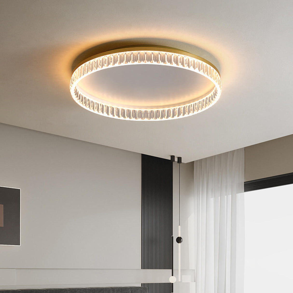 Bedroom Gold Circular LED Flush Mount Ceiling Light  Image - 3