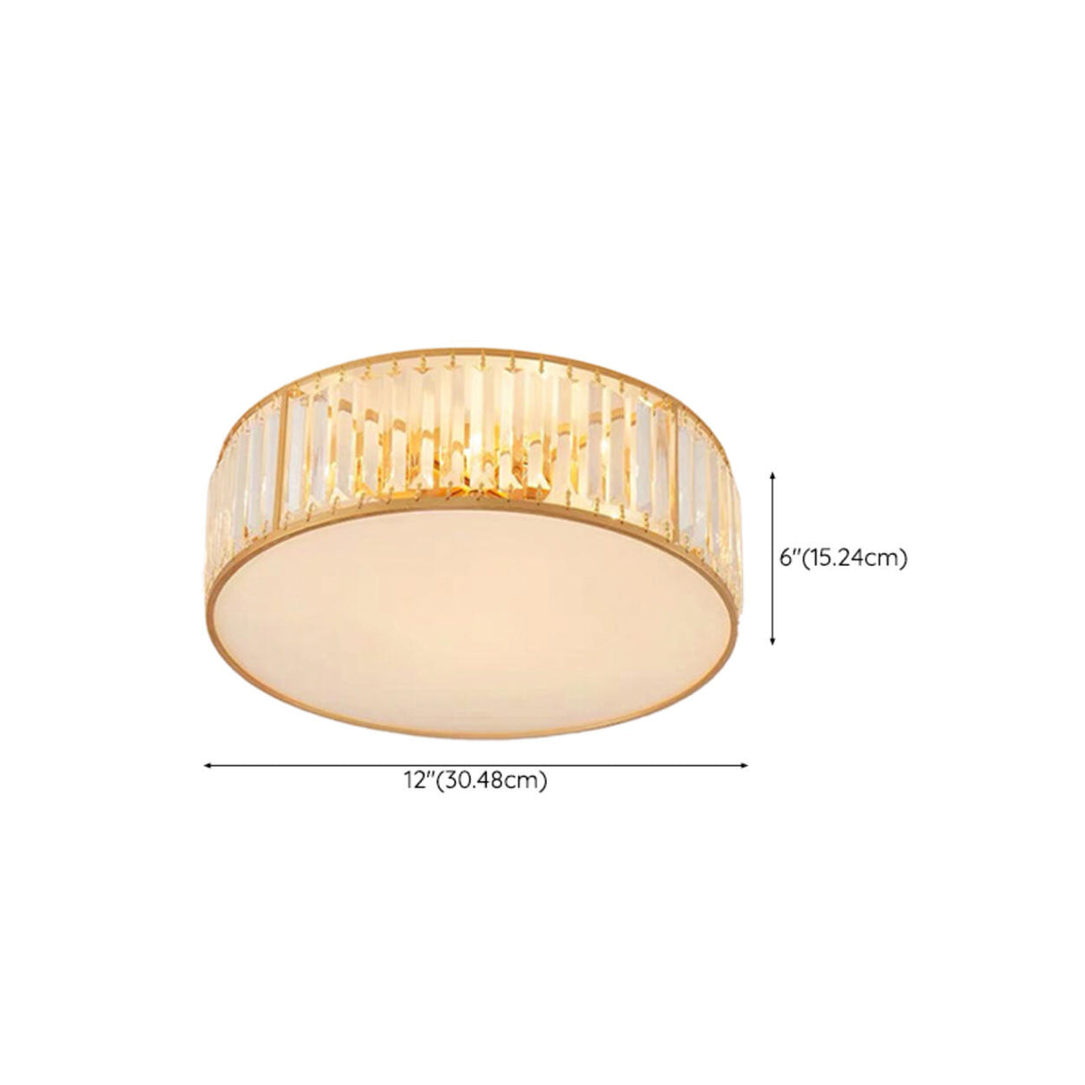 Bedroom Gold Crystal Cylinder Flush Mount Ceiling Light 