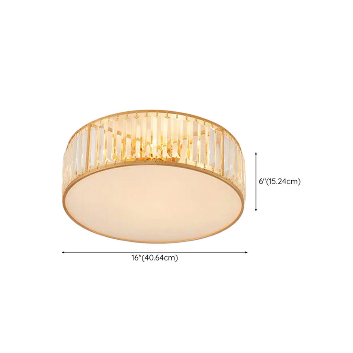 Bedroom Gold Crystal Cylinder Flush Mount Ceiling Light Image - 12