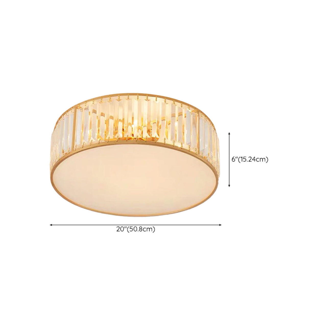 Bedroom Gold Crystal Cylinder Flush Mount Ceiling Light Image - 13