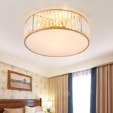 Bedroom Gold Crystal Cylinder Flush Mount Ceiling Light Image - 3