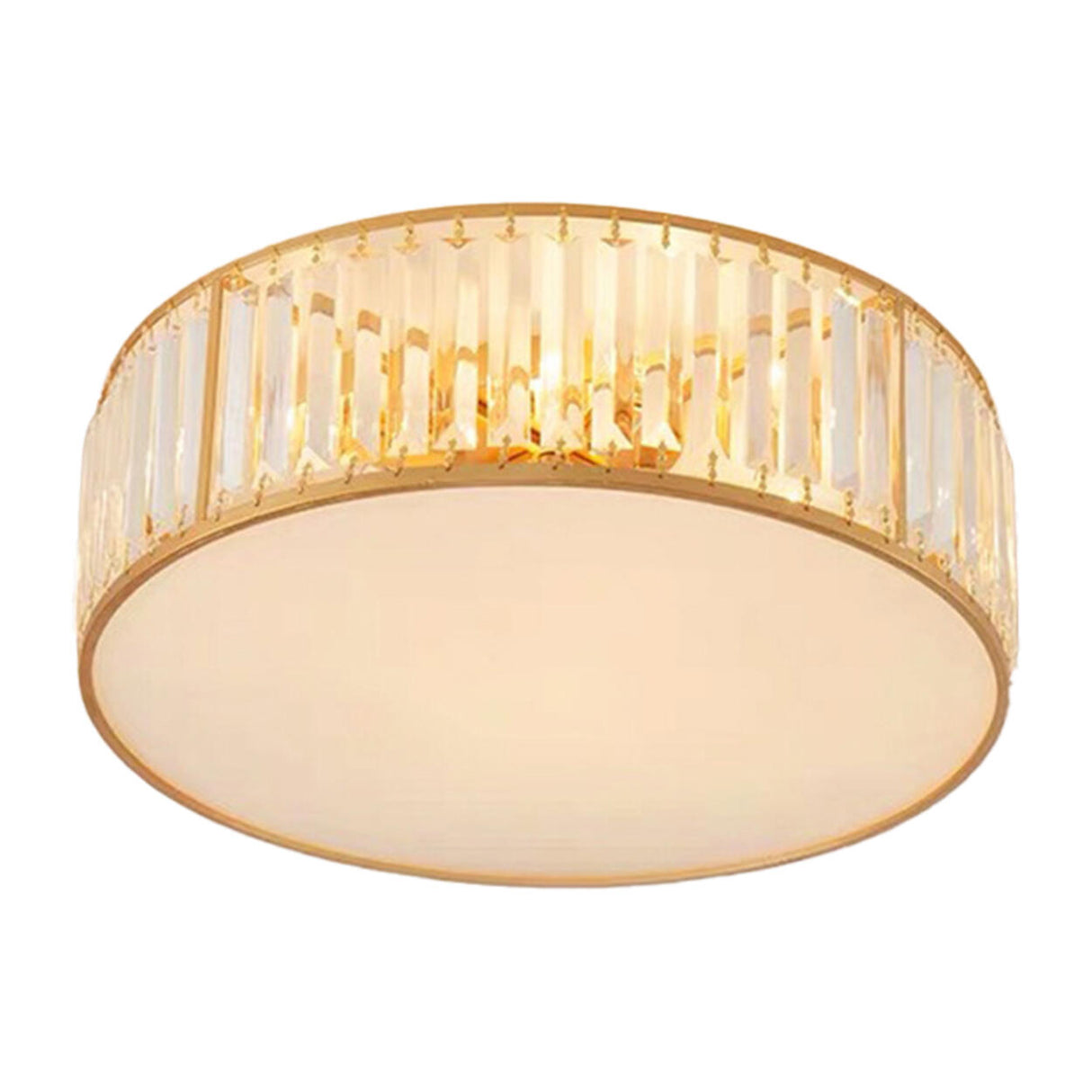 Bedroom Gold Crystal Cylinder Flush Mount Ceiling Light Image - 5