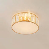 Bedroom Gold Crystal Cylinder Flush Mount Ceiling Light Image - 6