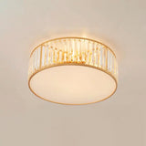 Bedroom Gold Crystal Cylinder Flush Mount Ceiling Light Image - 7