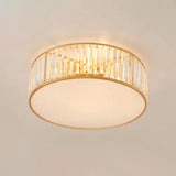 Bedroom Gold Crystal Cylinder Flush Mount Ceiling Light Image - 8