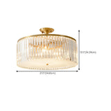 Bedroom Gold Crystal Drum Semi-Flush Mount Ceiling Lamp #size