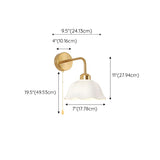 Bedroom Gold Dome Metal Wall Sconce with Pull Chain #size