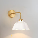 Bedroom Gold Dome Metal Wall Sconce with Pull Chain Image - 2