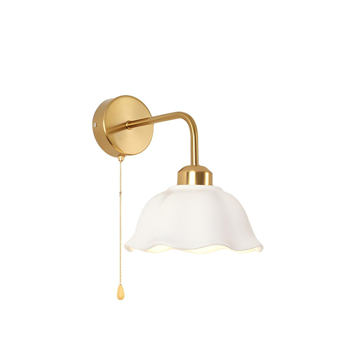 Bedroom Gold Dome Metal Wall Sconce with Pull Chain Image - 7