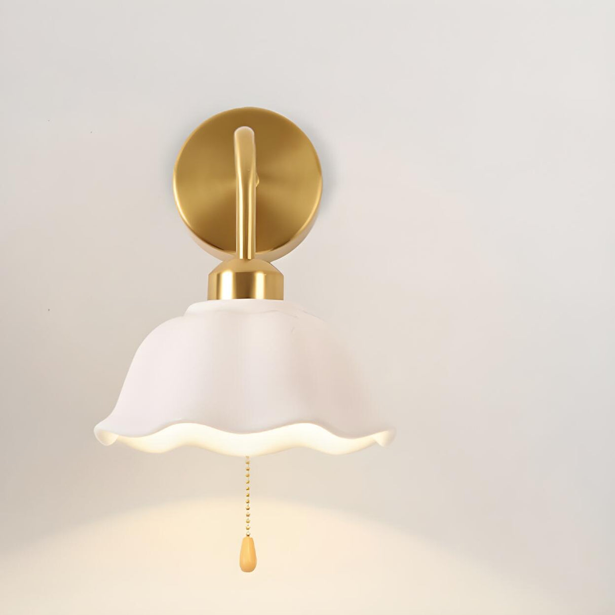 Bedroom Gold Dome Metal Wall Sconce with Pull Chain Image - 8