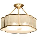 Bedroom Gold Flower Drum Flush Mount Ceiling Light Image - 10