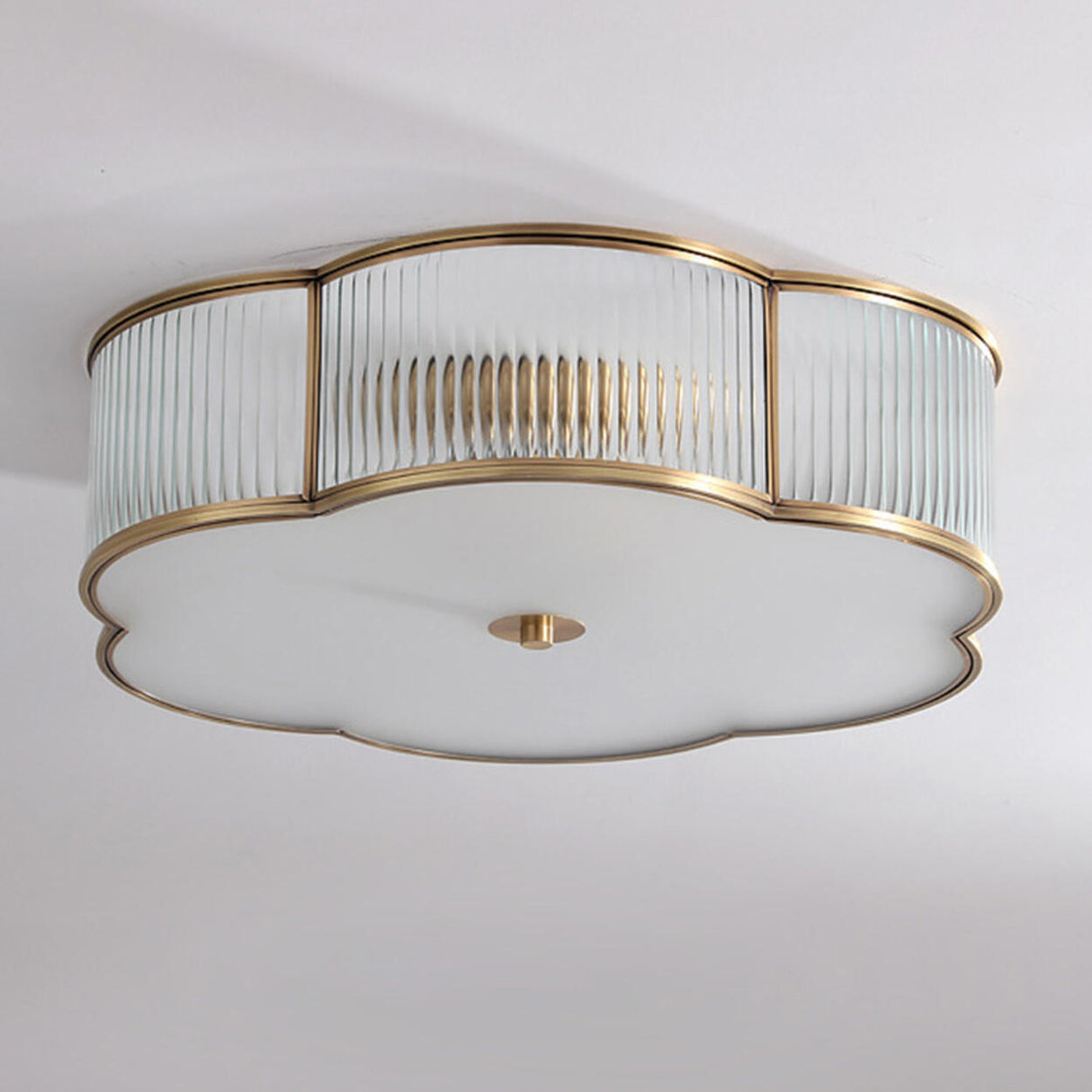 Bedroom Gold Flower Drum Flush Mount Ceiling Light Image - 12