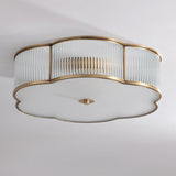 Bedroom Gold Flower Drum Flush Mount Ceiling Light Image - 12